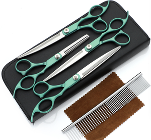 스테인레스 스틸 애완 동물 헤어 미용 가위 5 개 세트 빗 개 고양이 미용 키트 애완 동물을위한 전문 가위 - Product Image 6