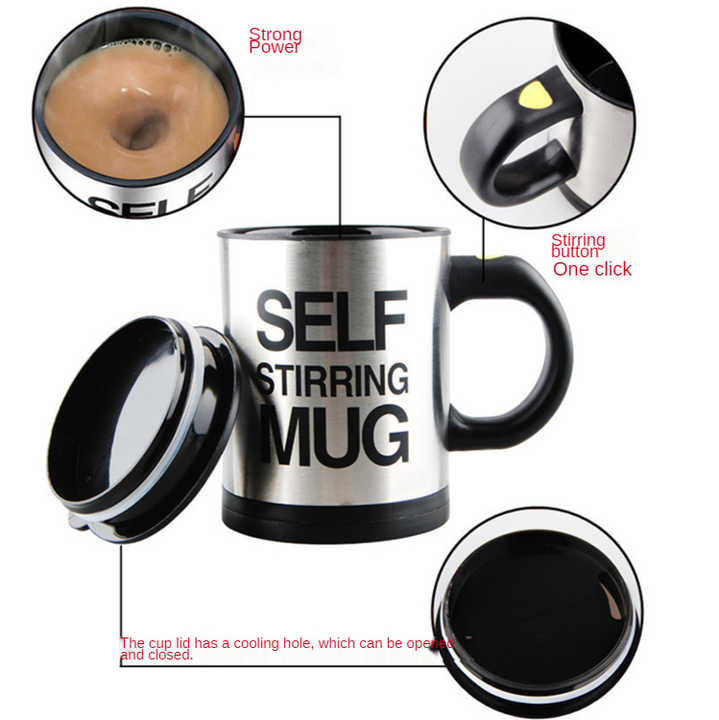 2021 Wholesale 450ml Self Stirring Mug  Self Stirring Mixer Coffee Mugs With Lid