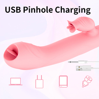 Vibrateur 2-en-1 pour femmes, en silicone, télescopique, avec fonction de léchage de langue et de pénétration puissante, jouet sexuel sûr avec fonction de vibration et de chauffage