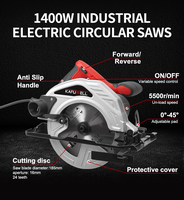 KAFUWELL PA5437 185mm 1400W 220-240V Gergaji Sirkular Listrik Industri/DIY Bermotor Brushed untuk Memotong Kayu & Logam