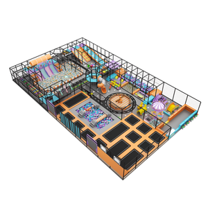 Équipement de terrain de jeux intérieur avec parc de trampolines, piscine à balles, toboggan multiple, parcours d'obstacles, zone pour tout-petits, piste personnalisée pour enfants - Product Image 5