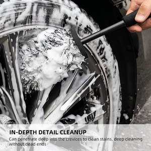 <span class=keywords><strong>Brosse</strong></span> de nettoyage de roue de voiture en <span class=keywords><strong>microfibre</strong></span> douce sans rayures avec logo privé, design ergonomique, bleu gris - Product Image 4