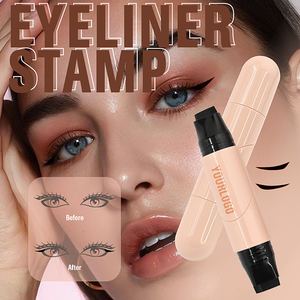 Двусторонний карандаш-подводка для глаз Private Label с роторным механизмом, стойкий, водостойкий, с штампом для быстрого создания эффекта «летящих глаз» - Product Image 1
