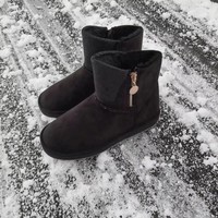 Bottes d'hiver pour homme personnalisables, en daim synthétique noir, antidérapantes, doublure en fourrure, bottines chaudes à la cheville, semelle en caoutchouc, fermeture éclair, bottes de neige