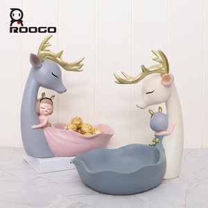 Roogo Light Luxe Creative Elk avec jolie fille Décoration de maison et de <span class=keywords><strong>salon</strong></span> Boîte de rangement Ornements Idées de décoration pour la maison - Product Image 6