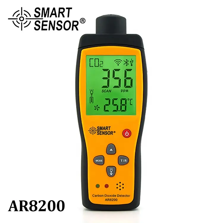 Pendeteksi Gas Karbon Dioksida Genggam, Pendeteksi Gas Monitor CO2, Karbon Dioksida Genggam, Pengukur CO2 Rentang 350 ~ 9999PPM