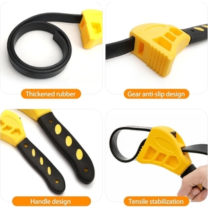 Llave de correa de goma ajustable de 6 y 8 pulgadas, antideslizante, para abrir tarros, para manos débiles, para filtro de aceite, cabezal de ducha, herramientas de fontanería - Product Image 5