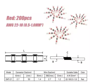 חוט אדום הלחמה חוטי מסופי בוץ חום לכווץ עבור awg 22-18 עשוי חומר פה - Product Image 4