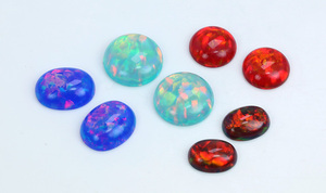 Perles rondes en opale gelée certifiées GIA, synthétiques, créées en laboratoire avec jeu de couleurs - Product Image 5