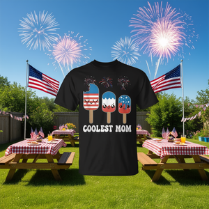 เสื้อยืดโปรโมชั่นลายธงชาติอเมริกาสำหรับวันแม่ คูล แม่สุดเท่ ฉลองวันชาติอเมริกา 4 กรกฎาคม ด้วยเสื้อกล้ามลายไอศกรีม - Product Image 2