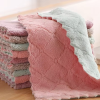 Serviette de nettoyage carrée en microfibre double couche, écologique, super absorbante, en microfibre corail, 15x25cm, pour table et cuisine, anti-adhésive, anti-graisse