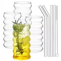 Verres à boire classiques en borosilicate de haute qualité, forme ondulée, 300 ml (10 oz), avec motif logo, manchon isolant en silicone, vente en gros