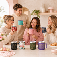 Lot de 40 tasses à café isothermes en acier inoxydable de 400 ml au design classique avec poignée, vierges et gravables au laser, cadeau personnalisé