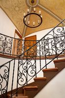 Prima Luxury Indoor Treppen geländer Verzierter vergoldeter schmiede eiserner Handlauf mit Blumen schnitzereien