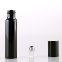 Lanjing Vente en gros 5ml 10ml Bouteille à rouleaux d'huile essentielle transparente givrée Récipient à bille vide noir avec bouchon à vis