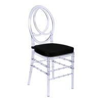 Chaises en acrylique transparentes empilables de luxe pour hôtel, mariage, événements, avec coussins