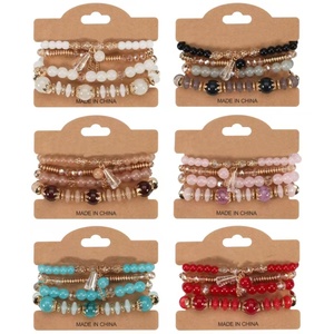Women's Bohemian Fashion <b>Bracelet</b> Wholesale Agate Chain Tassel Colored Glass Electroplated <b>Crystal</b> Four Pieces Set Gift Made - Product Image 1