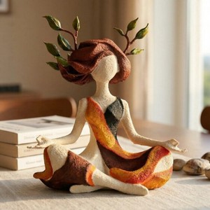 Cross-border New Arrival Yoga Girl Figurine Resin Craft Home Decor Ornament High-end and Piece American Style Striped - Product Image 4