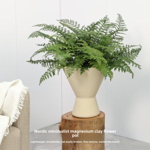 Pot de fleurs en ciment de magnésium nordique, design minimaliste, grand format, sur pied, pour plantes vertes - Product Image 5