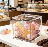Boîte à bonbons en plastique transparente en gros, petite boîte à sucre en forme de cube pour mariage avec couvercle rabattable