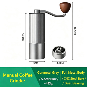 เครื่องบดกาแฟแบบมือหมุน สีขาวดำ โครงสร้างโลหะเต็มตัว ใบมีด 5/6/7 แบบ CNC  พร้อมลูกปืนคู่ พกพาสะดวกสำหรับการเดินทาง - Product Image 2