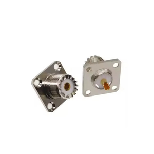 Conector de panel UHF con montaje de brida niquelado, hembra a macho SO239 a PL259, conector de brida UHF de 4 orificios, tipo clásico - Product Image 1