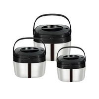 Ensemble chauffe-plats Hot Pot pour la maison, 3 pièces, 2L, 5L, 10L, en acier inoxydable noir, grande capacité, boîte à lunch portable, ensemble chauffe-plats carré