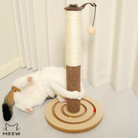 Griffoir rotatif pour chat avec distributeur de balles, colonne en corde de sisal et jouet en peluche suspendu, mobilier de jeu pour chaton