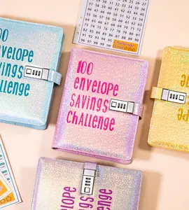 Hot Selling 100 Envelope Challenge Budget Planner Binder with Cash Envelopes for Money Saving Challenge Book with Lock