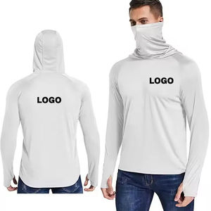 Camisetas de pesca con protección UPF 50 + Uv para hombre con logotipo personalizado, camisas de pesca con capucha de manga larga de secado rápido con polaina para el cuello - Product Image 3