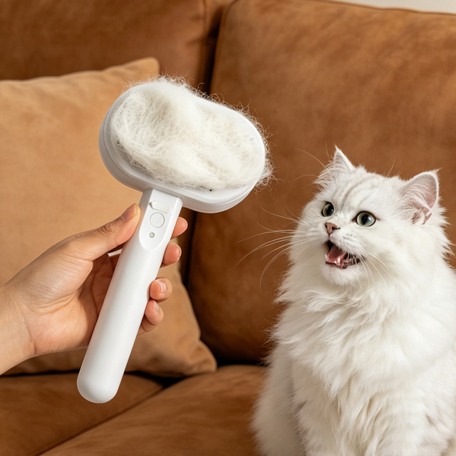 Premium Luxury Modern Rechargeable Battery Portable Eco-Friendly Cat Dog Grooming Tools Steam Comb Plastic Needle Brush Stocked