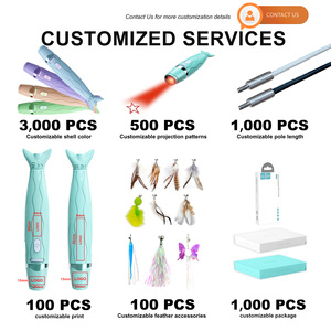 Özel Logo baskı geri çekilebilir alay sopa kedi tüy değnek oyuncak şarj edilebilir lazer işaretçi LED interaktif kedi oyuncak kitleri - Product Image 5