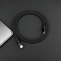 Kabel pengisi daya Cepat hitam Chubby 2025 hitam edisi Samurai, kabel silikon ultra-tebal tahan lama 240W USB tipe-c