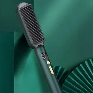 Profesyonel saç düzleştirici fırça elektrikli düzleştirme fırçası isıtmalı düzleştirici tarak kuru ıslak anti-haşlanma elektrikli saç tarak