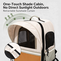 Sac à dos de transport pour chat réglable et léger avec fenêtre respirante, coussin amovible, sangle de bagage, fond stable et pare-soleil en maille
