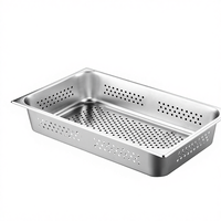 Baki Makanan Gastronorm Stainless Steel 201 Ukuran 1/1 Berlubang, Food Grade, untuk Meja Steam dan Drain Pan di Dapur Komersial/Buffet