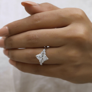 Bague de fiançailles vintage en diamant marquise, élégante et luxueuse, en or blanc, pour anniversaire, cadeau de bijoux fins pour mariée, idéale pour les fêtes - Product Image 6