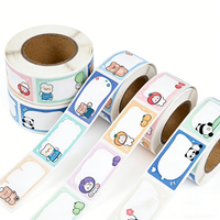 Gueevin 500 Pcs Stiker Label Nama Kartun Lucu Perekat Kuat Dapat Ditulisi, Stiker Kertas Die-Cut untuk Anak Sekolah Rumah Lilin