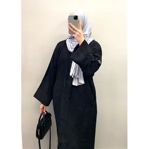 Wholesaler UK Germany France Muslim Dress Olive Corduroy Rib Winter Abaya