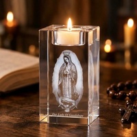 Centre de table personnalisé de luxe, tendance mode, en cristal gravé rectangulaire, pour bougie chauffe-plat et chandelier religieux pour la première communion