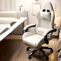 Chaise de jeu ergonomique chauffante de luxe à dossier haut en cuir, inclinable, avec repose-pieds, pour gamers