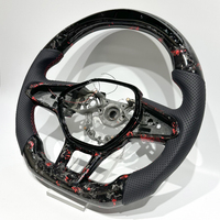 Volant sport pour Clio 5 avec cuir perforé, véritable fibre de carbone rouge forgée pour Renault Clio 5, vente directe d'usine