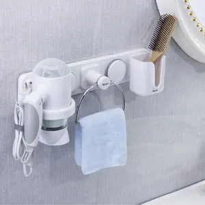 Özel banyo duvarına monte asılı depolama rafı havlu askısı saç kurutma makinesi tutucu