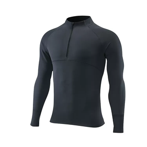 1/4 fermeture éclair hommes actif séchage rapide col rond t-shirts athlétique course gymnastique entraînement à manches longues t-shirt avec trou pour le pouce - Product Image 5