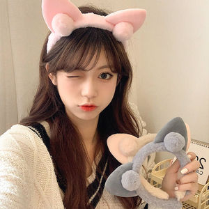 Thời Trang Mềm Phụ Nữ Sang Trọng Headband Gấu Mèo Tai Cừu <span class=keywords><strong>Fluffy</strong></span> Make up Dễ Thương Hairband Rửa Mặt Headband - Product Image 4