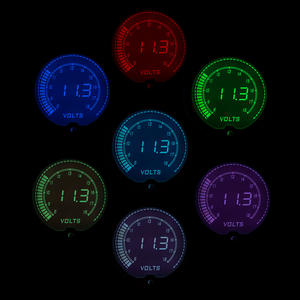 Voltímetro Digital EVO de 52 mm para Modificación de Automóviles, Pantalla LED Verde, 7 Opciones de Retroiluminación, Mide 8-18 V, Temperatura, Fuente de Alimentación de CA - Product Image 3