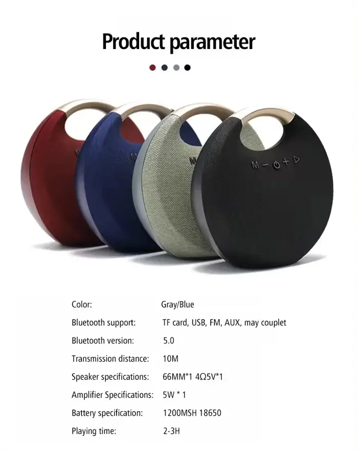 M1mini speaker portabel luar ruangan, speaker nirkabel portabel isi ulang daya Bluetooth HIFI radio FM AUX/TF USB dengan pegangan