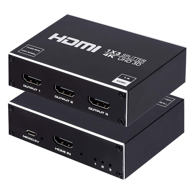 1x3 HDMI Splitter 1 in 3 Out 4K 3D HDMI Audio Video Distributor Box Support 4Kx2K Resolution for HDTV STB DVD PS3 Game