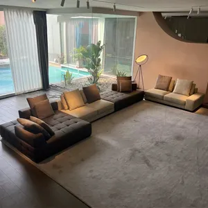 Lawrence Italian simples modular em forma de L sofá moderno luxo atmosfera couro sofá confortável sala de estar sofá conjunto móveis