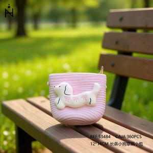 Borsa lunga in paglia per cani 12x14cm con applicazione cane, graziosa borsa piccola - Product Image 2